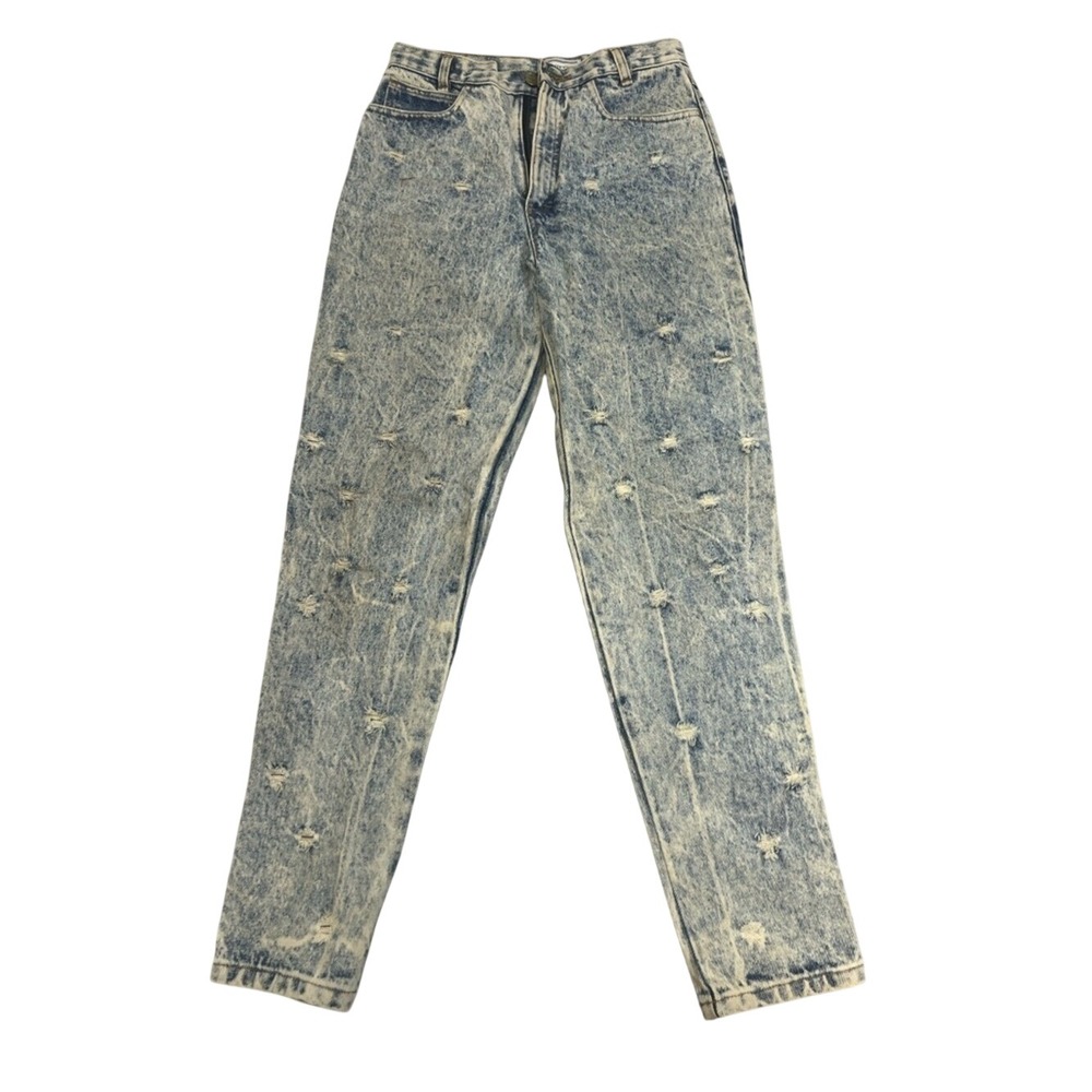 Palmetto's Vintage Acid Wash High-Rise Distressed Ripped Jeans‎ Sz 7 90s Retro